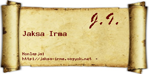 Jaksa Irma névjegykártya